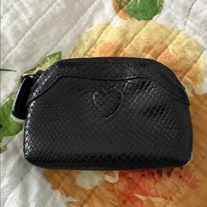 Brighton Coin Purse Wallet Leather Heart Black Accent NWOT